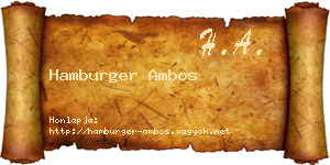 Hamburger Ambos névjegykártya